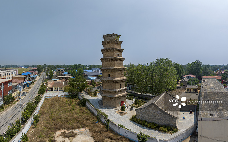 河南省新乡市延津县广唐寺塔航拍图片素材