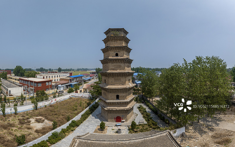 河南省新乡市延津县广唐寺塔航拍图片素材