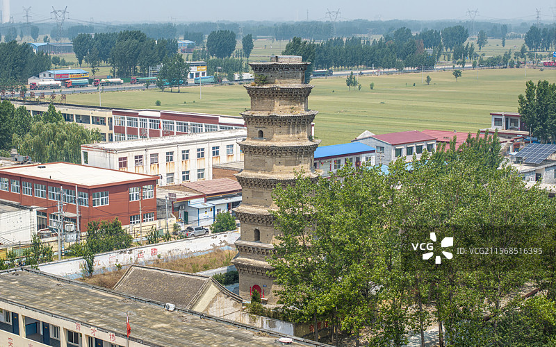 河南省新乡市延津县广唐寺塔航拍图片素材