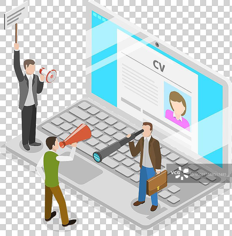 人力资源招聘的3D等距平面图图片素材