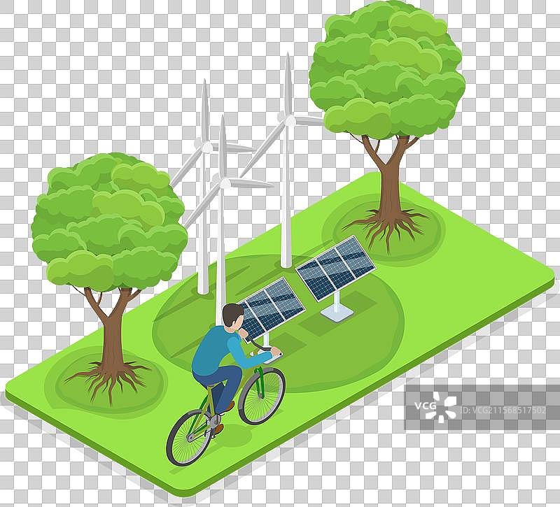 可持续发展的3D等距平面图图片素材