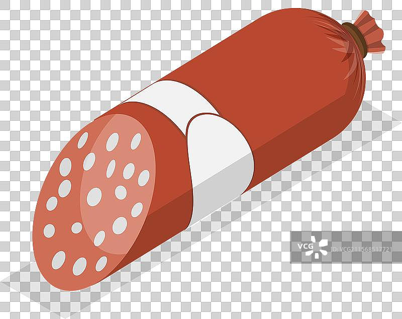 3D等距平面香肠和肉类的扁平图集图片素材