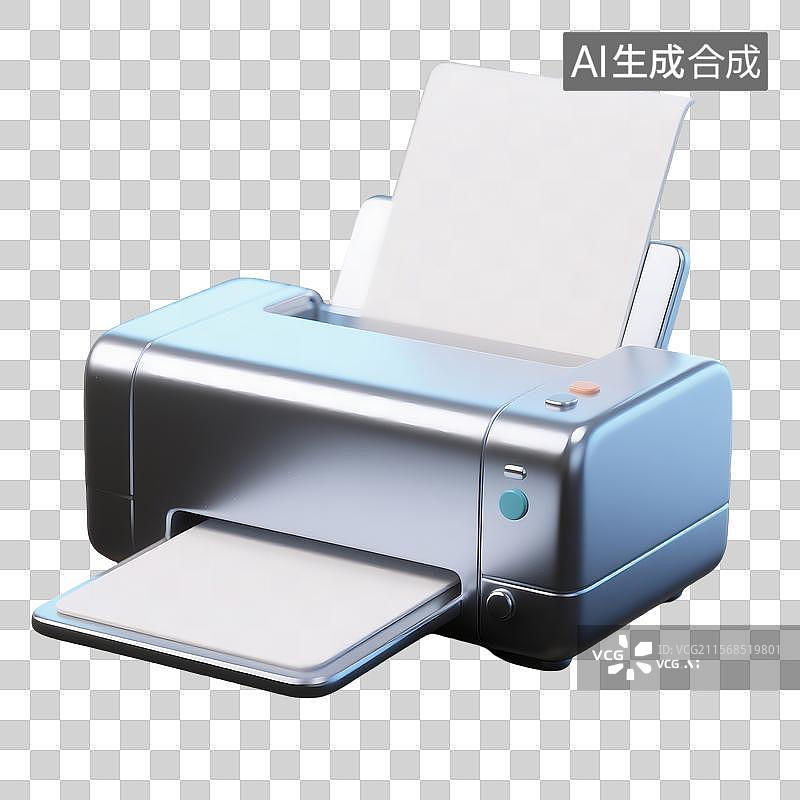 【AI数字艺术】卡通风格3D建模渲染打印机图片素材