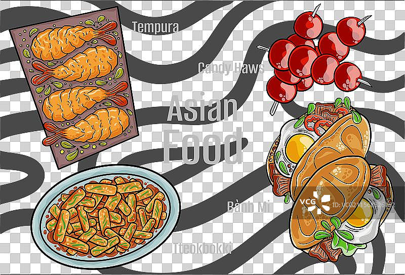 手绘亚洲美食图片素材