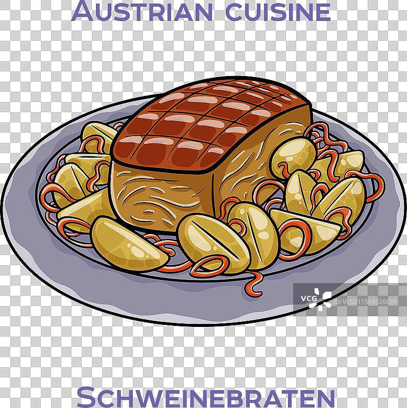 Schweinebraten是经典的奥地利烤猪肉。图片素材