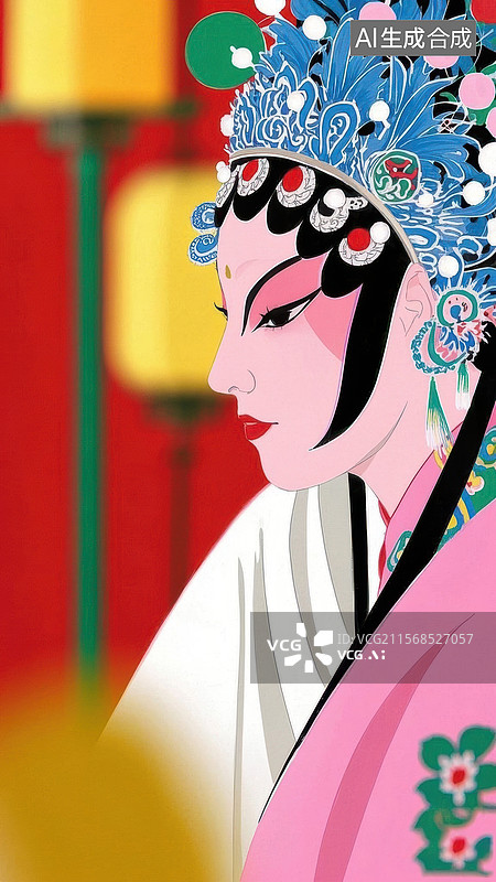 【AI数字艺术】京剧演员侧面特写图片素材