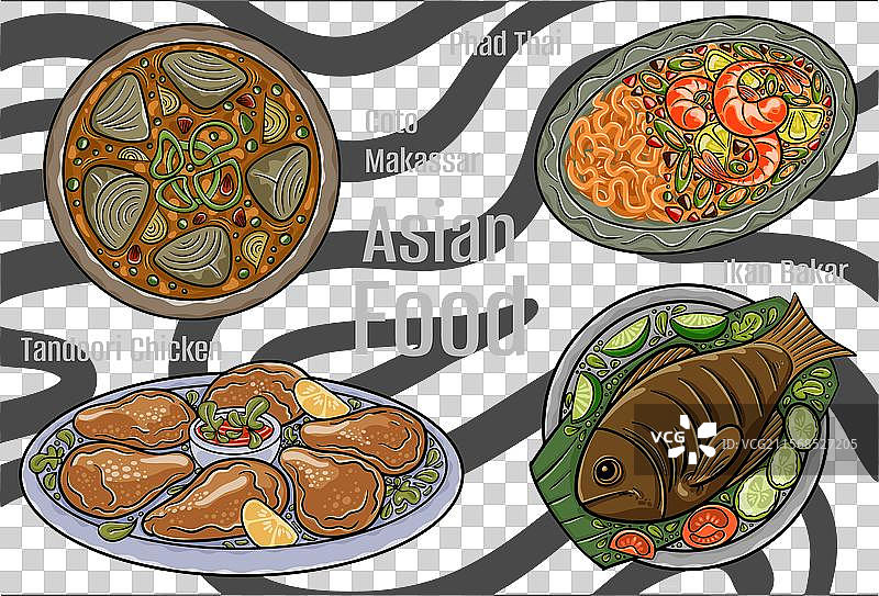 手绘亚洲美食图片素材