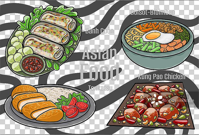 手绘亚洲美食图片素材