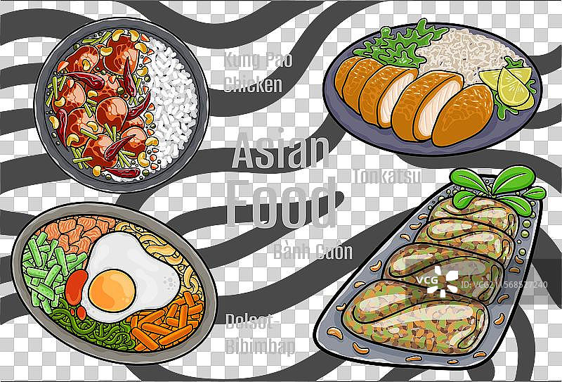 手绘亚洲美食图片素材