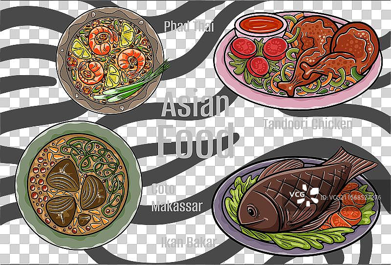 手绘亚洲美食图片素材