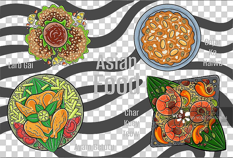 手绘亚洲美食艺术图片素材