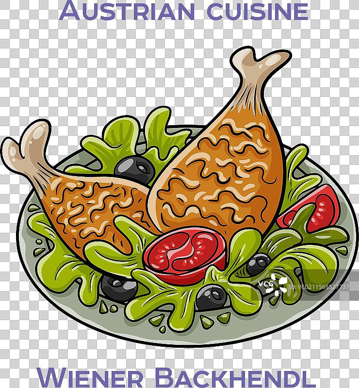 维也纳炸鸡是奥地利的传统菜肴。图片素材