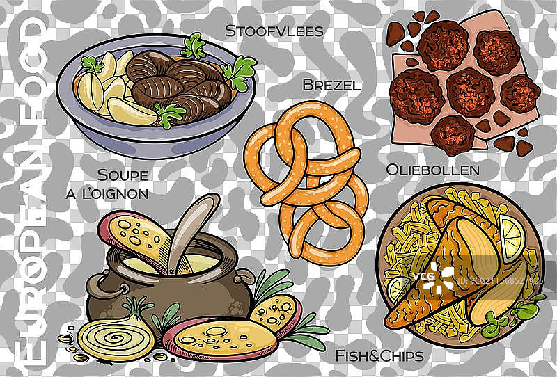 受欢迎的中西欧食品组合图片素材