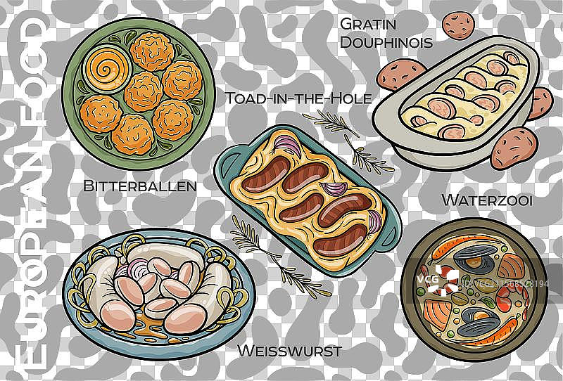 受欢迎的中西欧食品组合图片素材