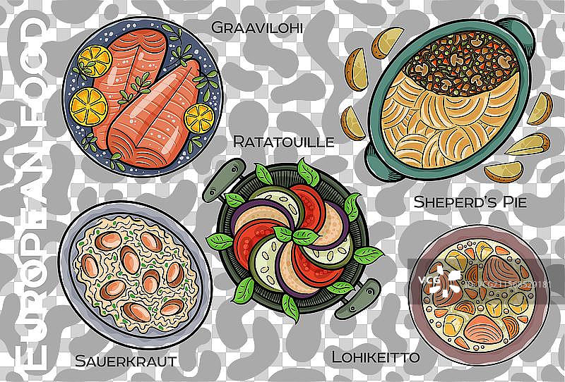 受欢迎的中西欧食品组合图片素材