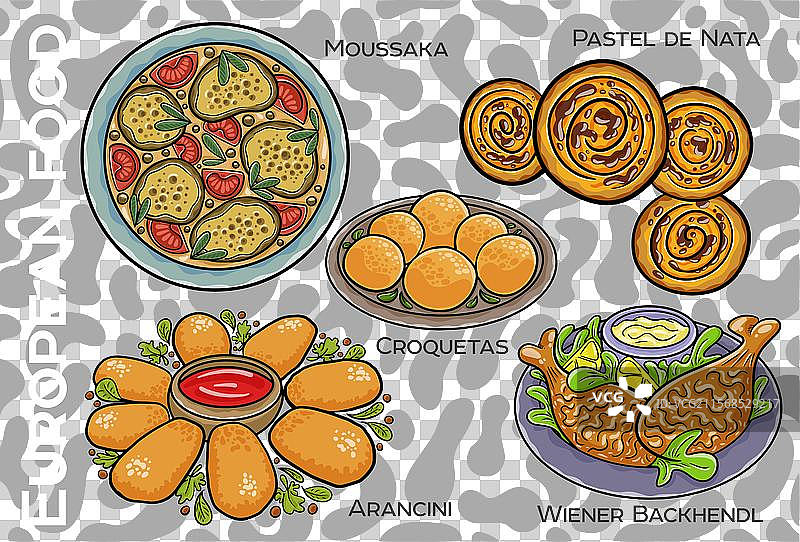 受欢迎的中西欧食品组合图片素材