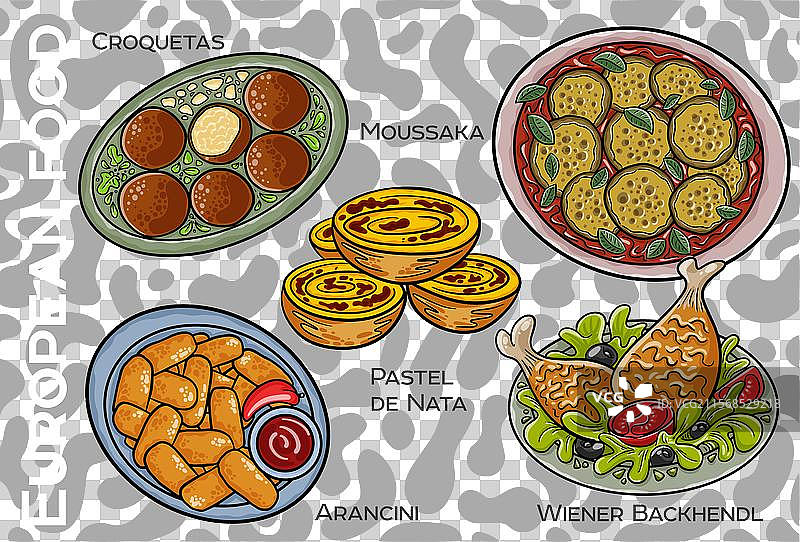 受欢迎的中西欧食品组合图片素材