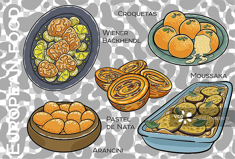 受欢迎的中西欧食品组合图片素材