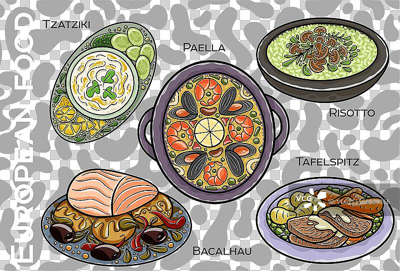 受欢迎的中西欧食品组合图片素材