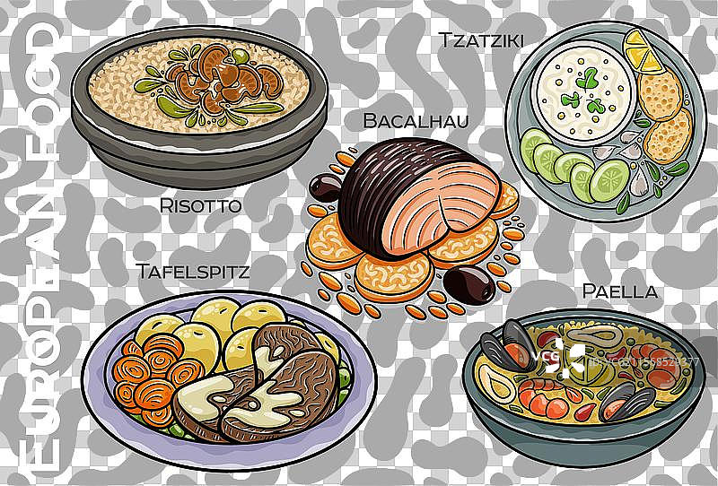 受欢迎的中西欧食品组合图片素材