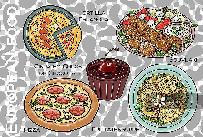 受欢迎的中西欧食品组合图片素材