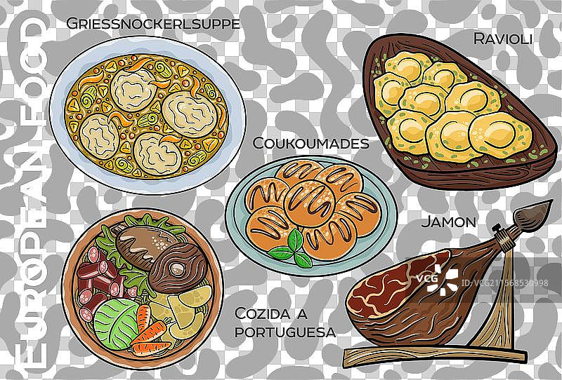 受欢迎的中西欧食品组合图片素材