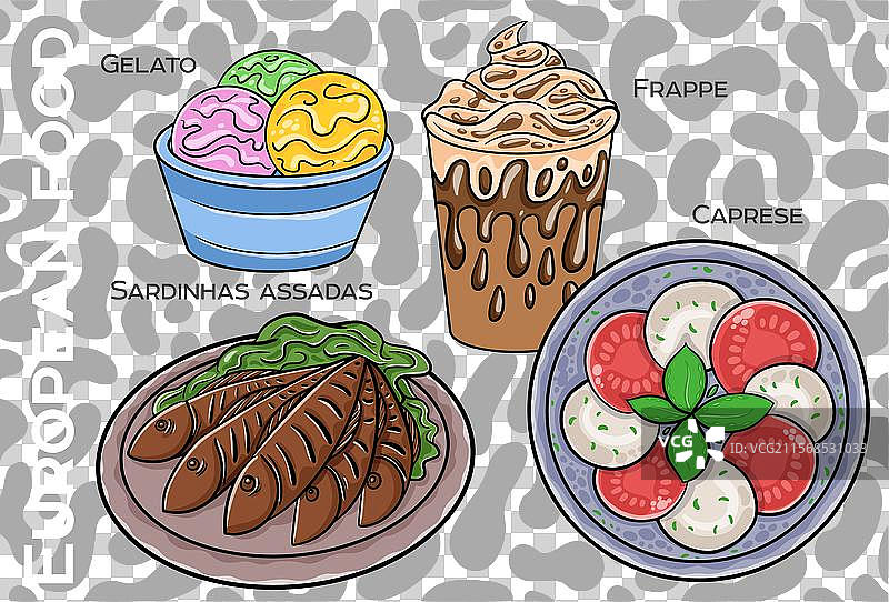 受欢迎的中西欧食品组合图片素材