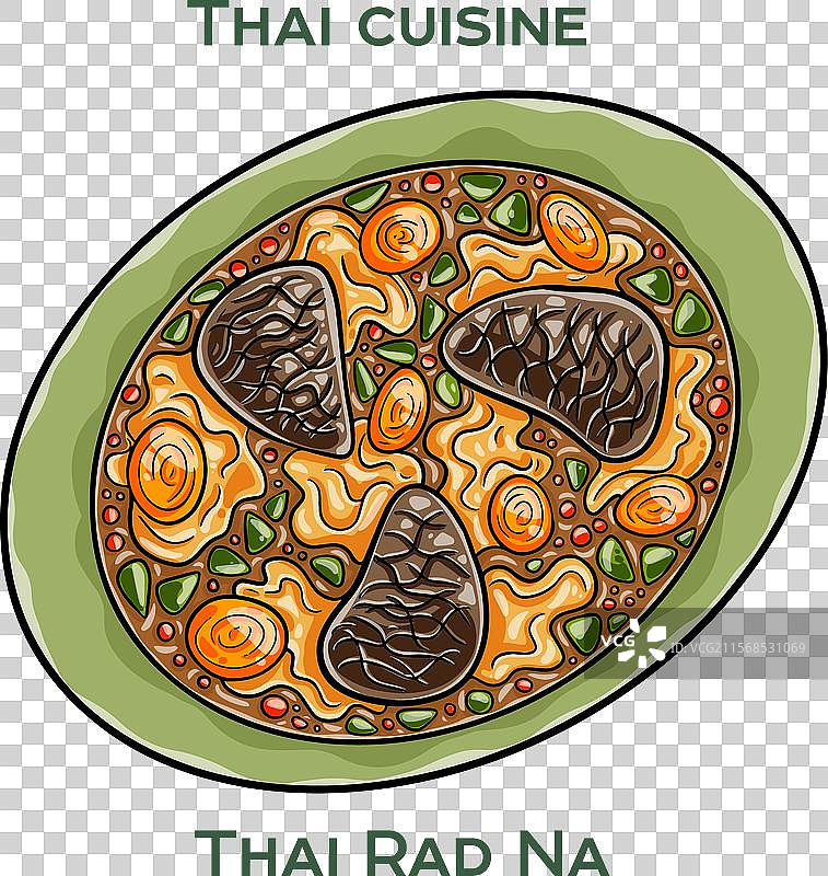 传统泰国菜 泰式干捞河粉在白色背景上图片素材