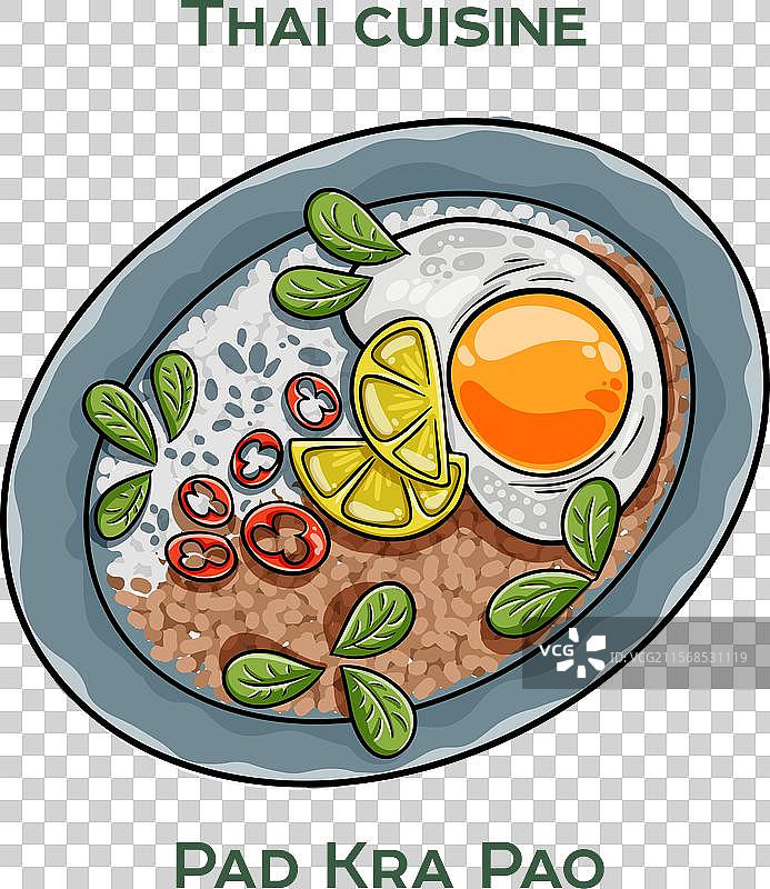 白色背景上的泰国传统美食巴东炒肉图片素材