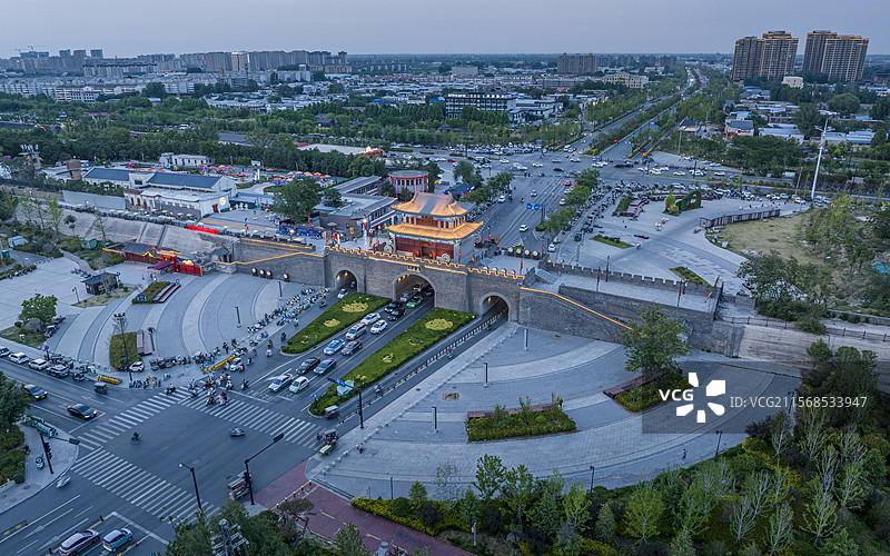 河南省开封市开封古城航拍图片素材