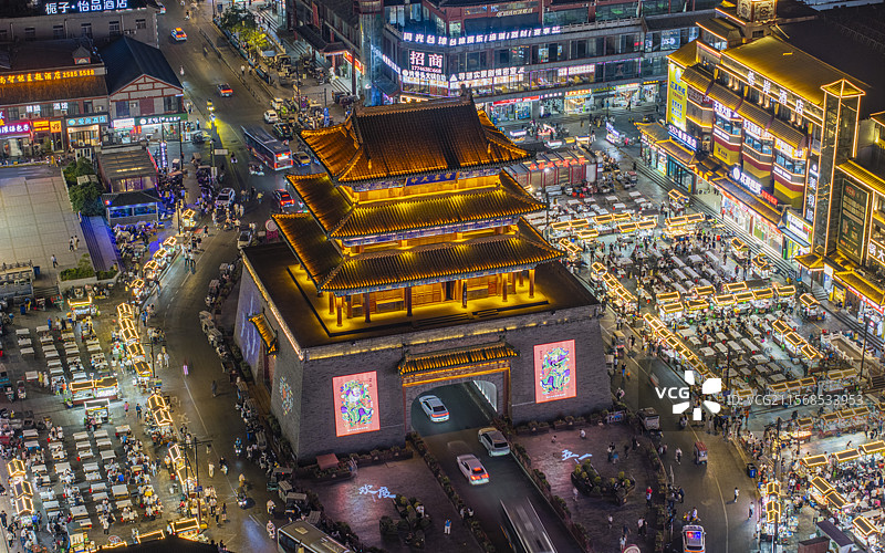 河南省开封市开封古城航拍图片素材