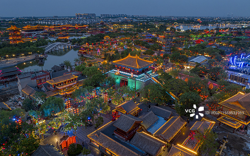 河南省开封市开封古城航拍图片素材