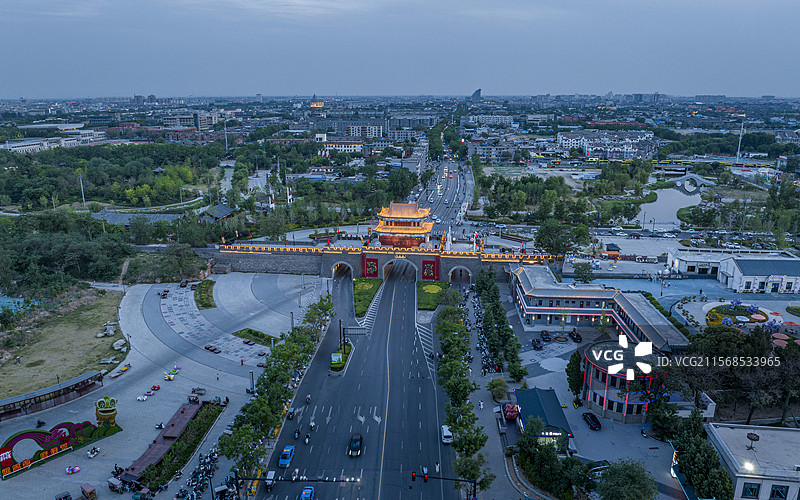 河南省开封市开封古城航拍图片素材