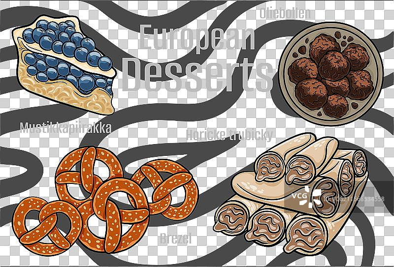 欧洲美食中受欢迎的甜点和糖果图片素材