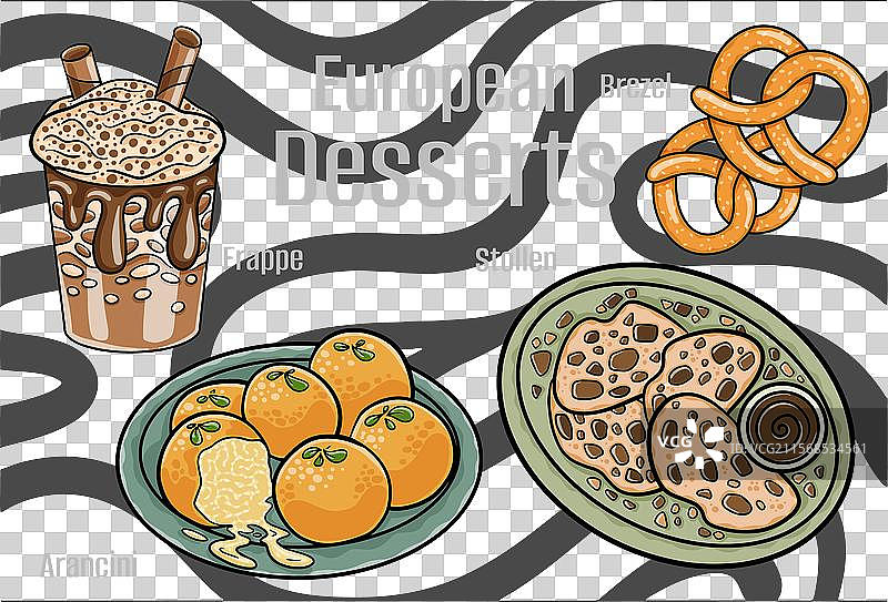 欧洲美食中受欢迎的甜点和糖果图片素材