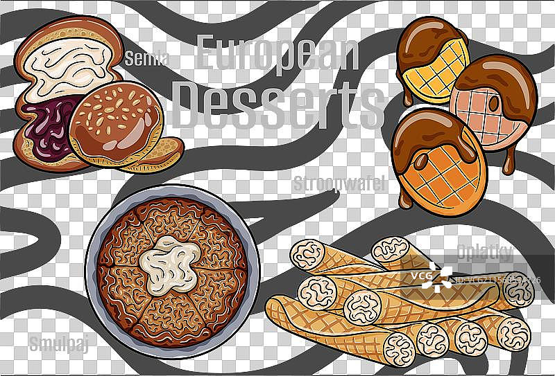 欧洲美食中受欢迎的甜点和糖果图片素材