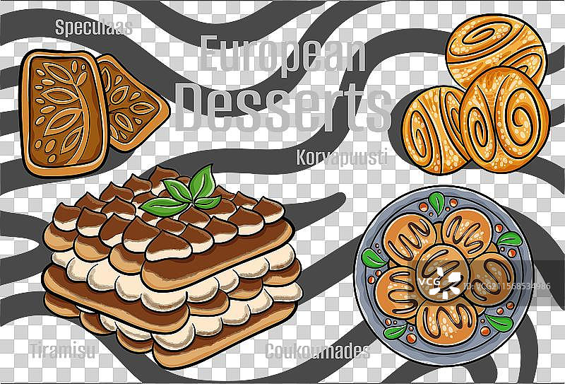 欧洲美食中受欢迎的甜点和糖果图片素材