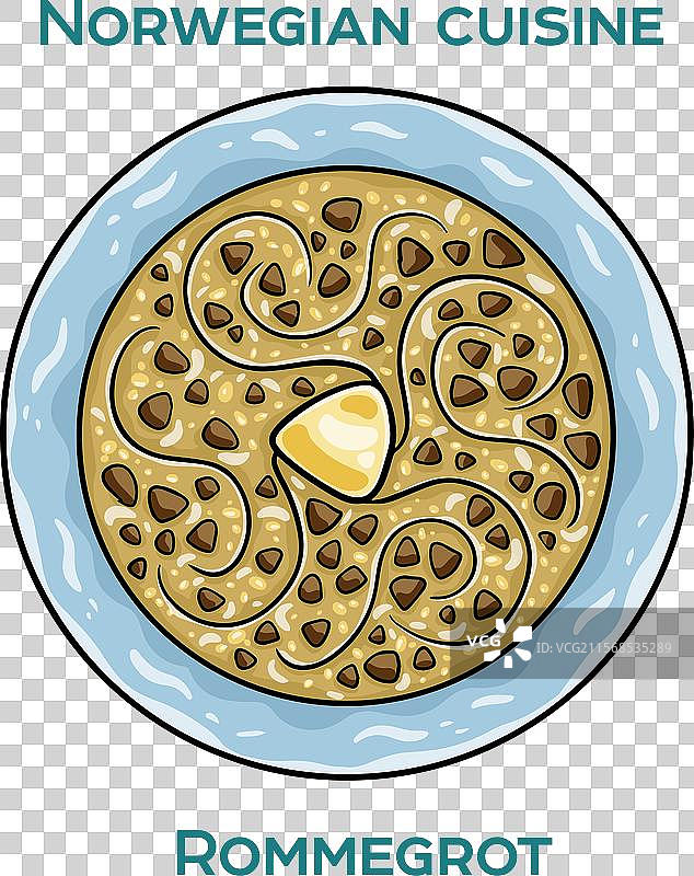 传统挪威食品奶油粥在白色背景上图片素材