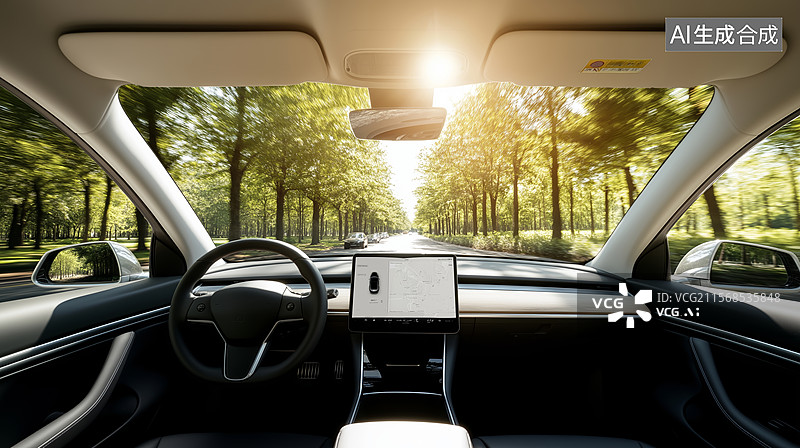 【AI数字艺术】高速行驶中的无人驾驶汽车图片素材