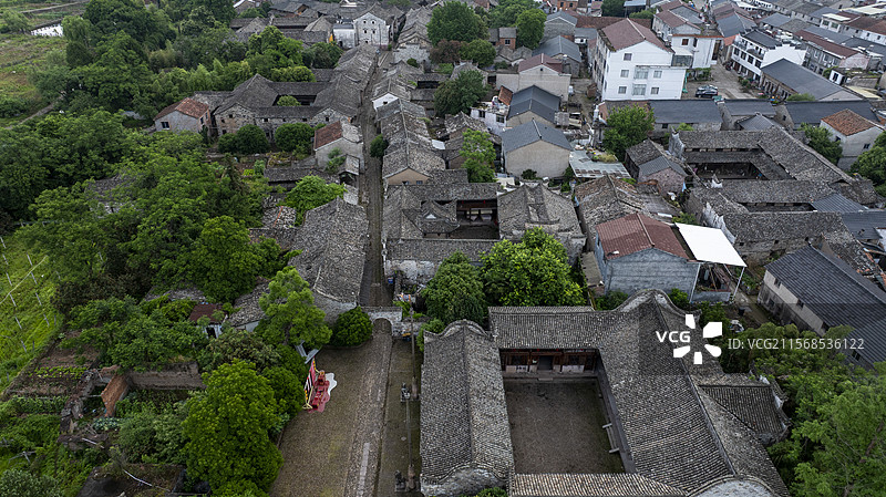 浙江台州仙居皤滩古镇风光航拍图片素材
