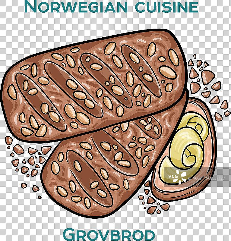 传统挪威食品粗面包在白色背景上图片素材