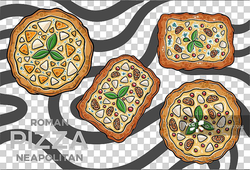 四种奶酪披萨，配烟熏苏鲁古尼奶酪和戈贡佐拉奶酪图片素材