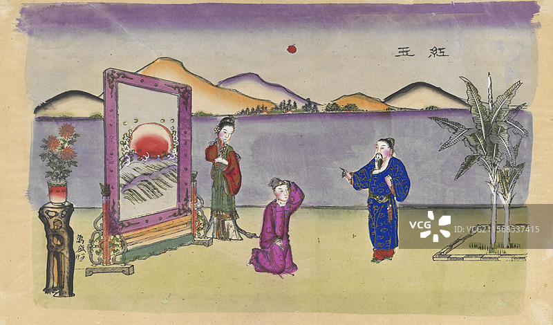 非遗，杨柳青木版年画，南宋抗金女英雄，梁红玉图片素材