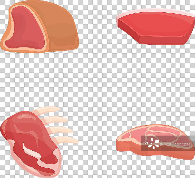 生肉图标集 卡通风格 不同类型图片素材