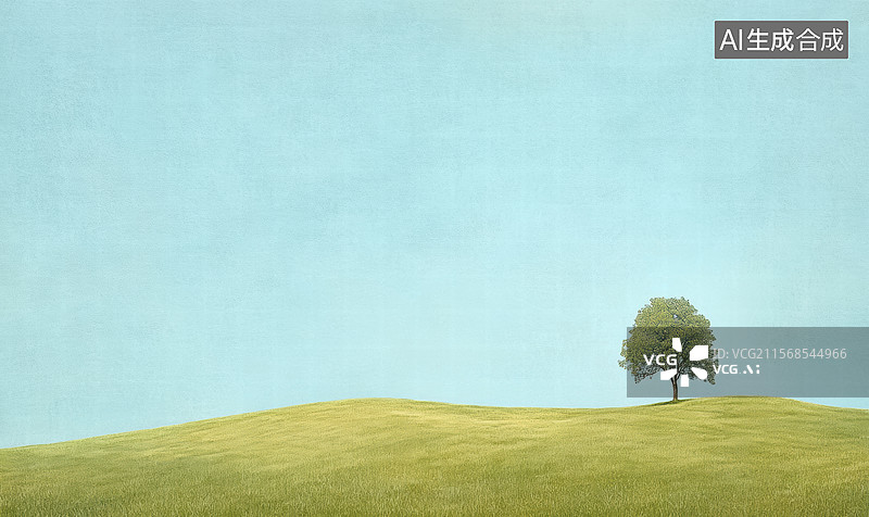 【AI数字艺术】孤独的树在田野图片素材