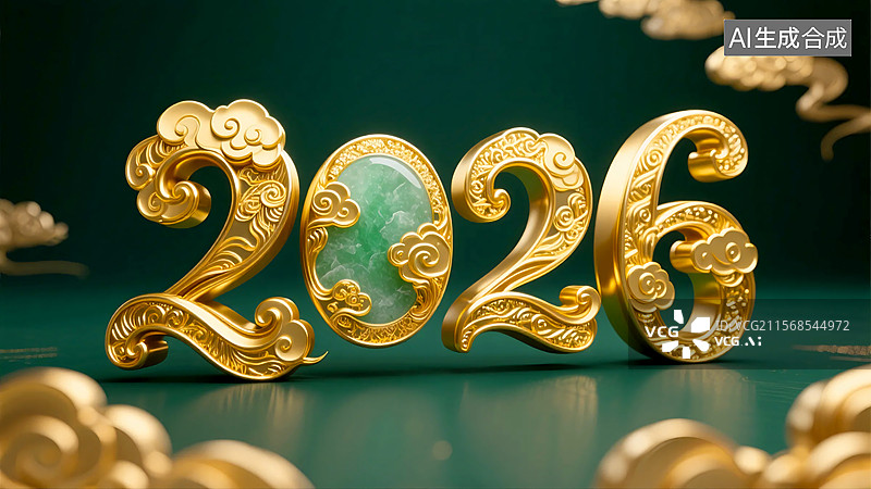 【AI数字艺术】金韵华年：2026 祥瑞呈图片素材
