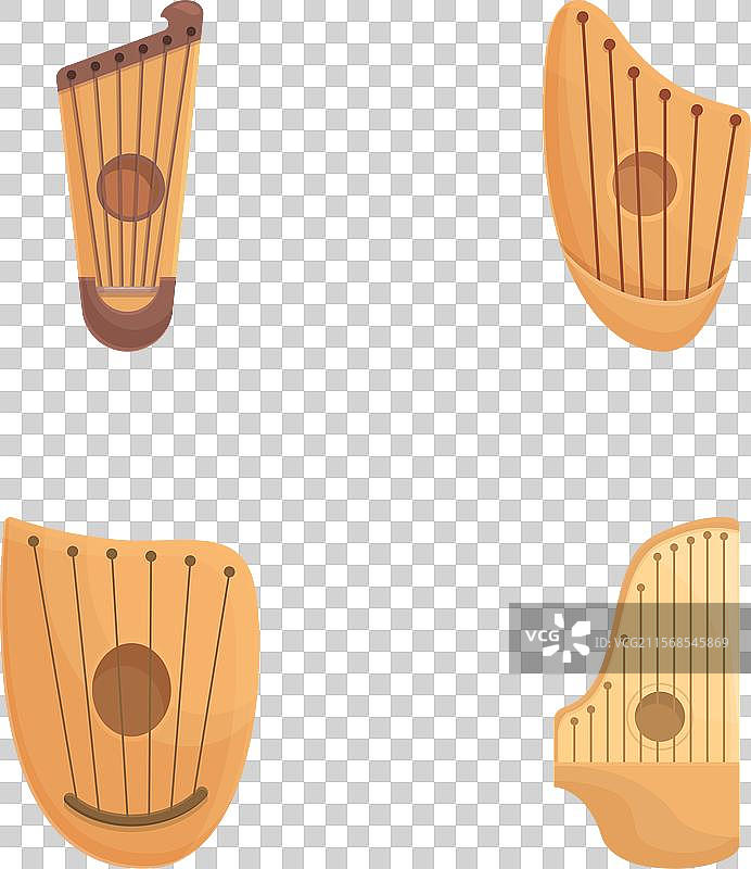 经典古斯利乐器图标集 卡通斯拉夫风格图片素材