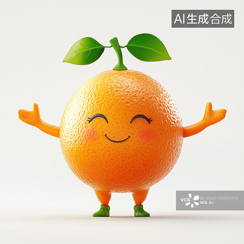 【AI数字艺术】拟人化卡通橙子图片素材
