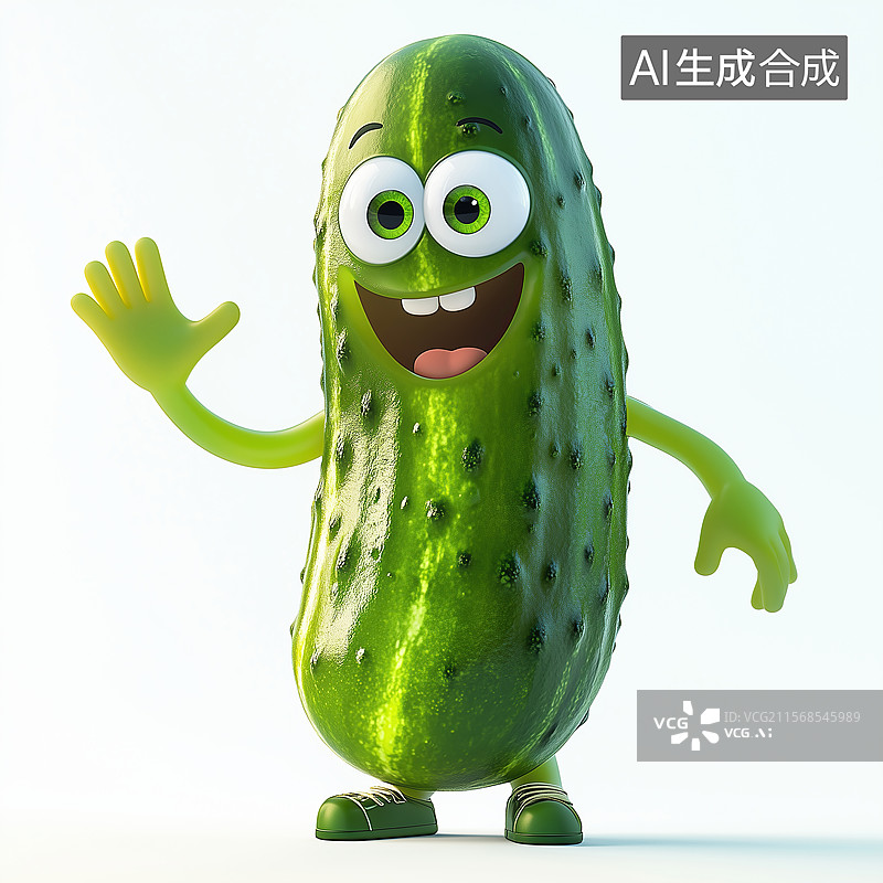 【AI数字艺术】拟人化卡通黄瓜插画图片素材