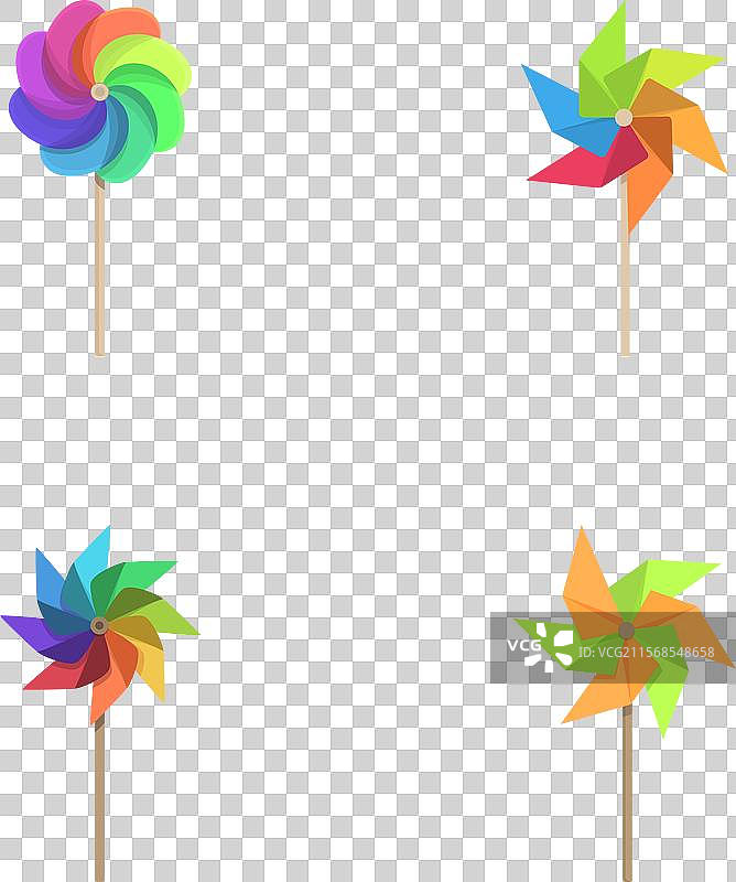 五彩缤纷的风车放在白色背景上图片素材